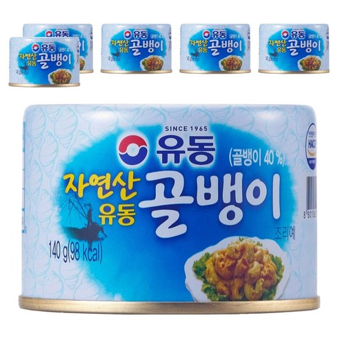 유동 자연산 골뱅이 통조림, 140g, 6세트