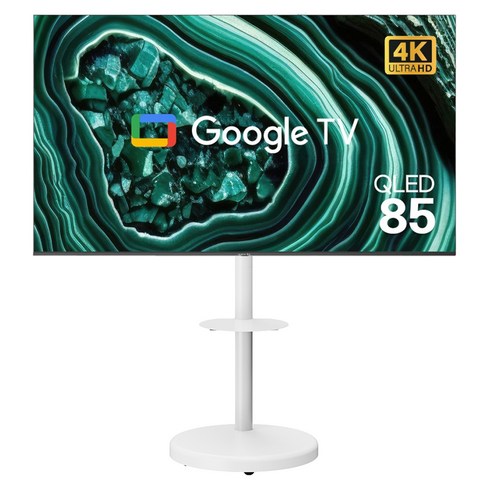와이드뷰 4K UHD QLED 구글스마트 TV + 이동식 스탠드 화이트 삼탠바이미 세트, 215cm(85인치), EKW851QA(화이트), 이동형 스탠드, 방문설치