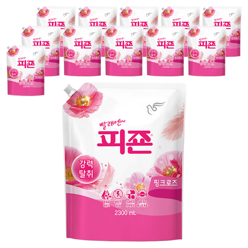 피죤 레귤러 섬유유연제 핑크로즈 리필, 2.3L, 12개