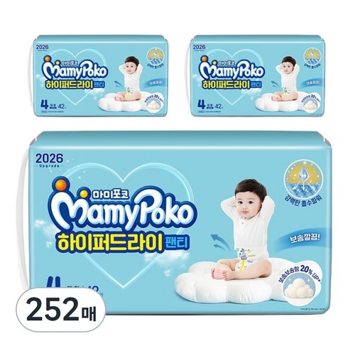 마미포코 하이퍼드라이 팬티형 기저귀 남아용, 4단계, 252매