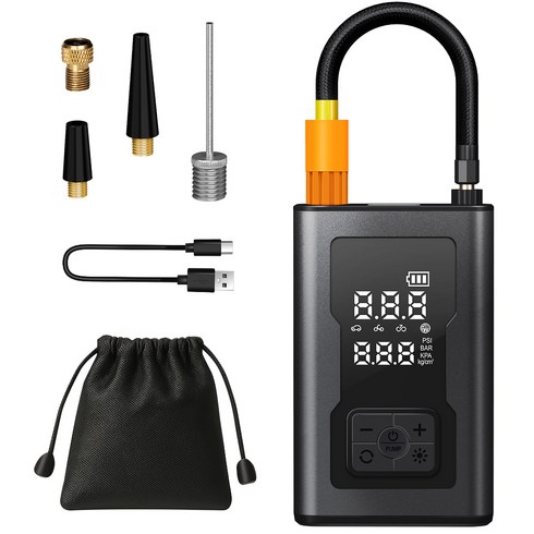 홈플래닛 무선 휴대용 다용도 에어 펌프 공기 주입기 풀세트 (2000mAh x2), 1개, 블랙