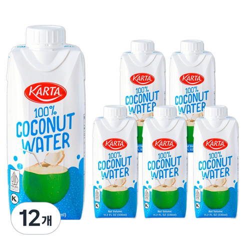 카르타 100% 코코넛 워터, 12개, 330ml