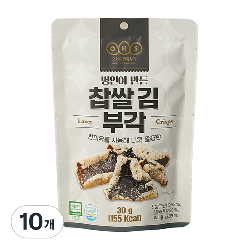 오희숙전통부각 찹쌀 김 부각, 30g, 10개