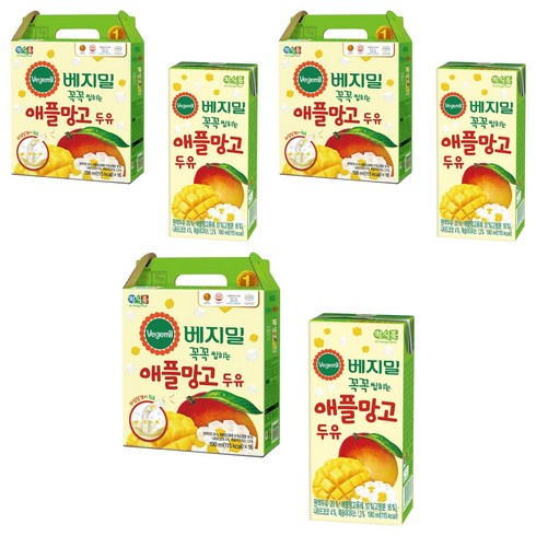 베지밀 꼭꼭 씹히는 애플망고 두유, 190ml, 48개