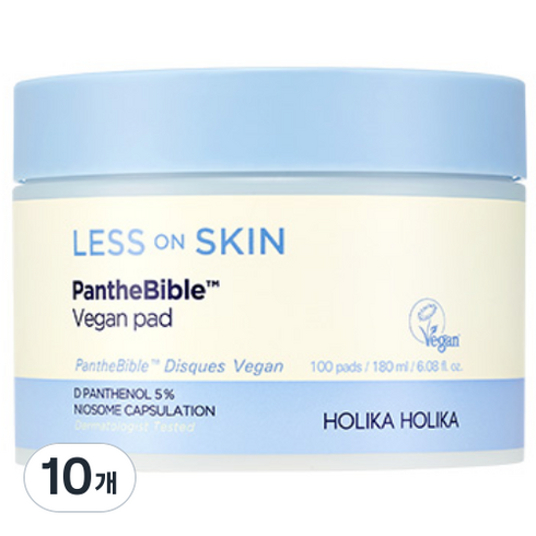 홀리카홀리카 레스온스킨 판테바이블 비건패드 180ml, 100매입, 10개