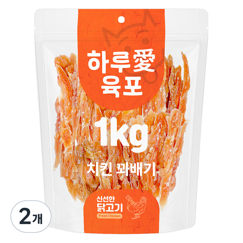 하루애 강아지 치킨 꽈배기 육포, 1kg, 2개, 치킨꽈배기