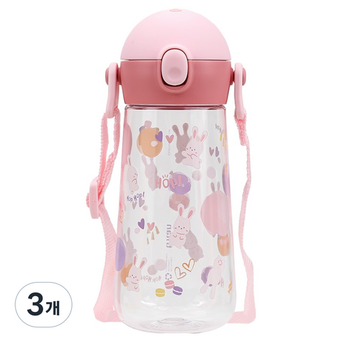 릴팡 더보틀 원터치 어깨끈 트라이탄물통, 스노우래빗, 470ml, 3개