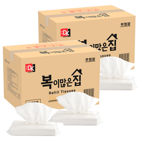 복이많은집 천연펄프 리필 티슈 2겹, 100매입, 100개