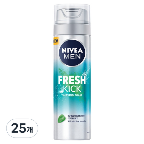 니베아맨 프레시 킥 쉐이빙 폼, 25개, 200ml