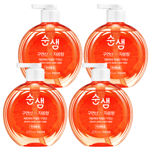 순샘 구연산 자몽향 주방세제 본품, 500ml, 4개