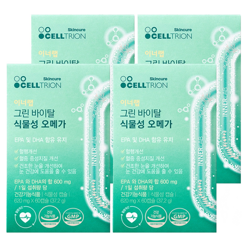 이너랩 그린 바이탈 식물성 오메가, 60정, 4개