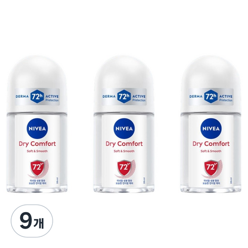 니베아 드라이콤포트 롤온 데오드란트, 50ml, 9개