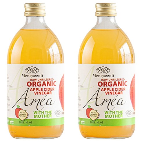 멩가졸리 언필터드 유기농 사과식초, 500ml, 2개