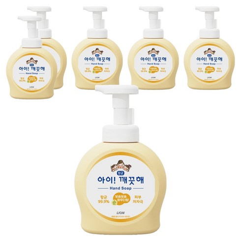 아이깨끗해 핸드워시 순 보송보송 파우더향, 490ml, 6개