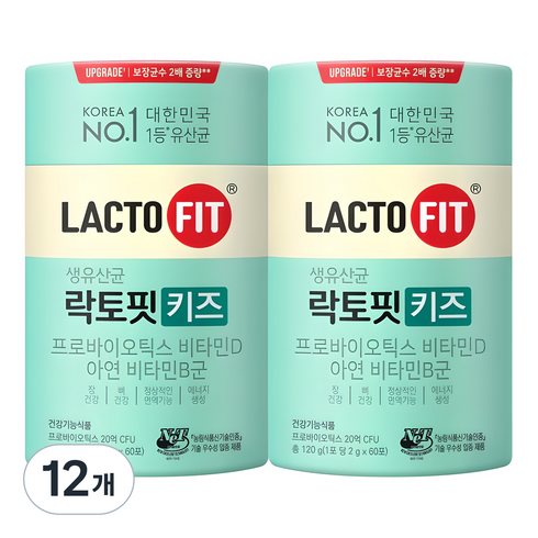 락토핏 키즈 유산균, 60회분, 120g, 12개