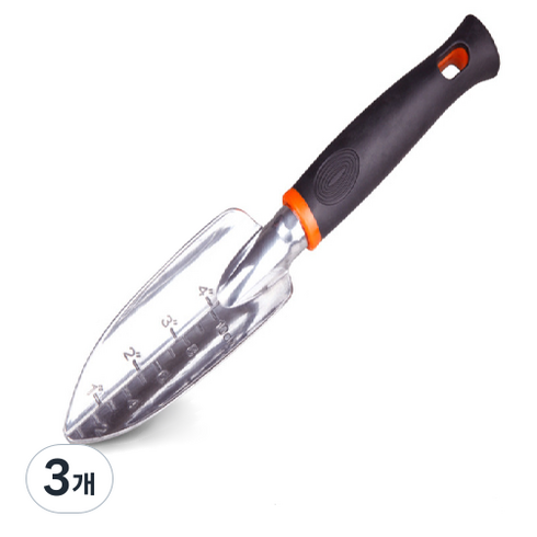 예따여기 텃밭 모종 화분 분갈이 눈금 삽 블랙, 3개