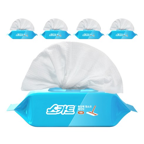 스카트 물걸레 청소포 베이직 대형 30매, 5개