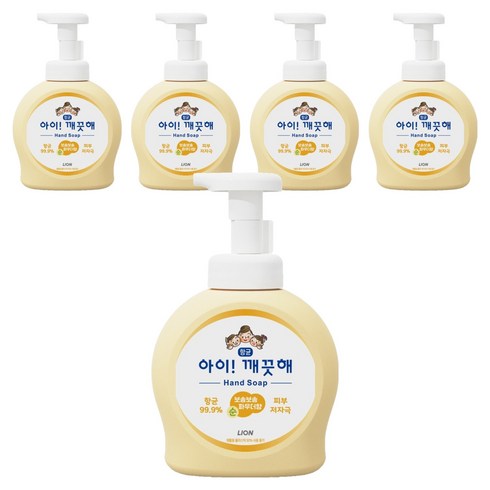 아이깨끗해 항균 폼 핸드솝 순 보송보송 파우더향, 490ml, 5개