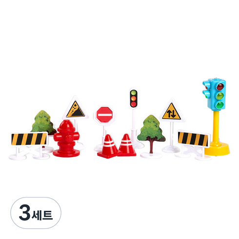 캐스비 플레이 자동차 도로 꾸미기 세트, 혼합색상, 3세트