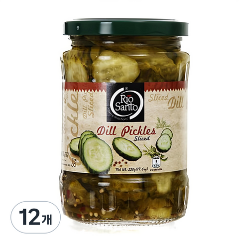리오산토 딜피클슬라이스, 550g, 12개