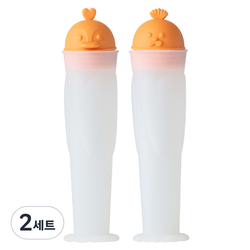 플라이토 실리콘 NEW 아이스크림틀 몰드 물개 + 펭귄 세트, 오렌지, 2세트