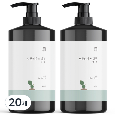 살림백서 오푼티아 앤 밤부 퍼퓸 샴푸 화이트머스크, 500ml, 20개