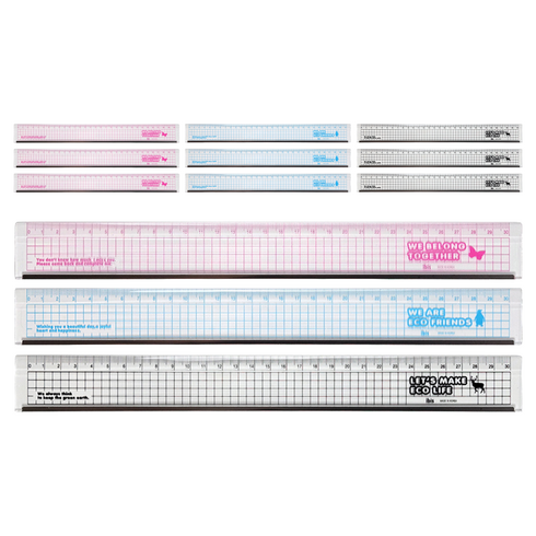 아이비스 컬러 스틸 플러스 직자 30cm, 핑크+블루+블랙, 12개
