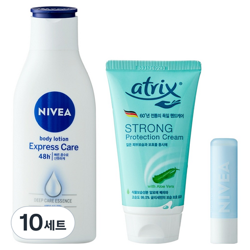 니베아 울트라 보습 립모이스춰 4.8g + 바디로션 125ml + 핸드크림 75ml 세트 3호, 10세트