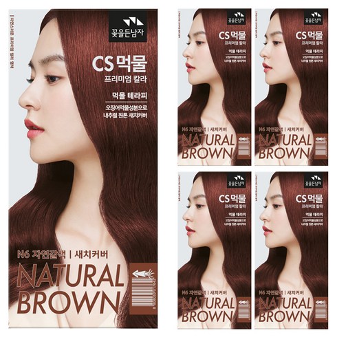 꽃을든남자 CS먹물 프리미엄 헤어 칼라크림 염모제, N6 자연갈색, 5개