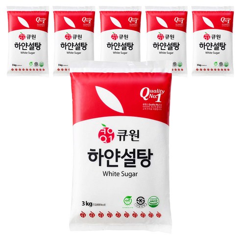 큐원 하얀 설탕, 3kg, 6개