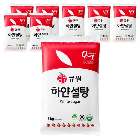 큐원 하얀 설탕, 3kg, 8개