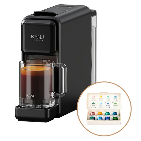 카누 바리스타 페블 캡슐커피머신 + 웰컴 캡슐 키트, KANU BARISTA PEBBLE, 페블 블랙