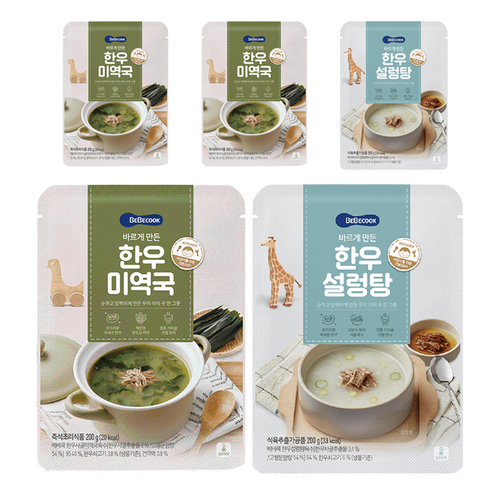 베베쿡 유아용 바르게 만든 한우 미역국 200g 3p + 한우설렁탕 200g 2p, 1세트