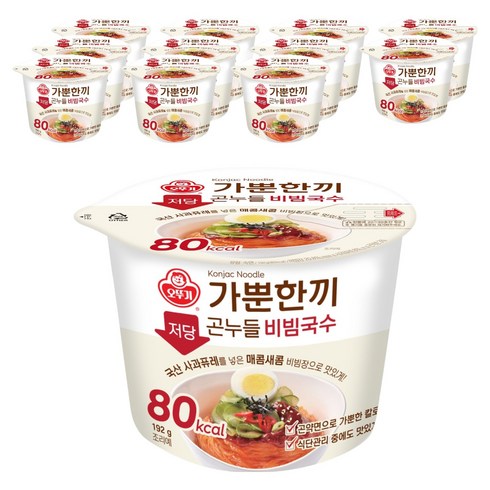 오뚜기 가뿐한끼 저당 곤누들 비빔국수 192g, 12개