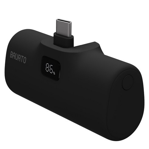 바우아토 포켓쉴 단자 접이식 PD 20W 고속 충전 미니 일체형 도킹형 보조배터리 5000mAh C타입, 블랙(D-B-02012), 블랙