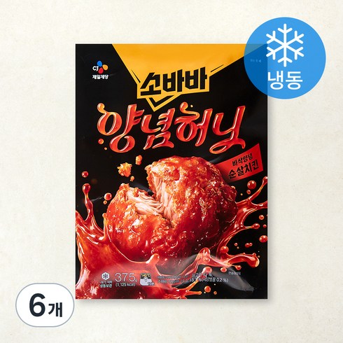 고메 소바바 치킨 양념 순살 (냉동), 375g, 6개