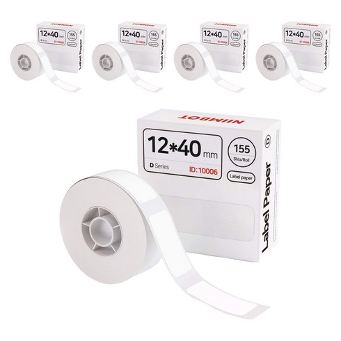 님봇 라벨프린터 D시리즈 H1S 공용라벨지 화이트 12 x 40 mm, 155칸, 5개