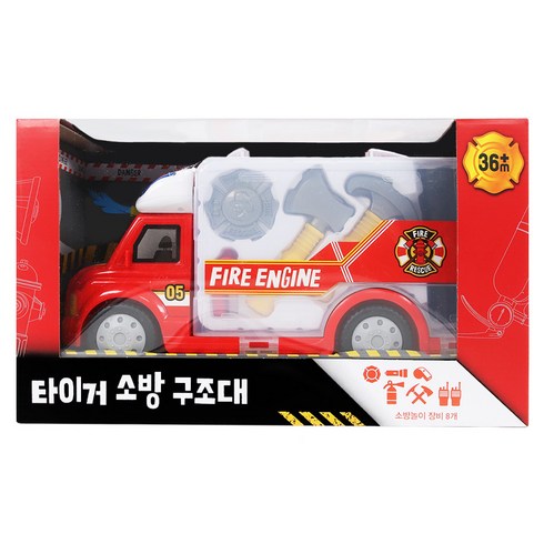 타이거 소방 구조대 자동차 완구, 혼합색상, 1개