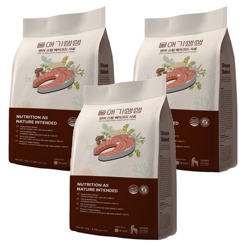 디어랩스 전연령 강아지 울애기쌩쌩 스팀베이크드 사료, 연어, 1kg, 3개
