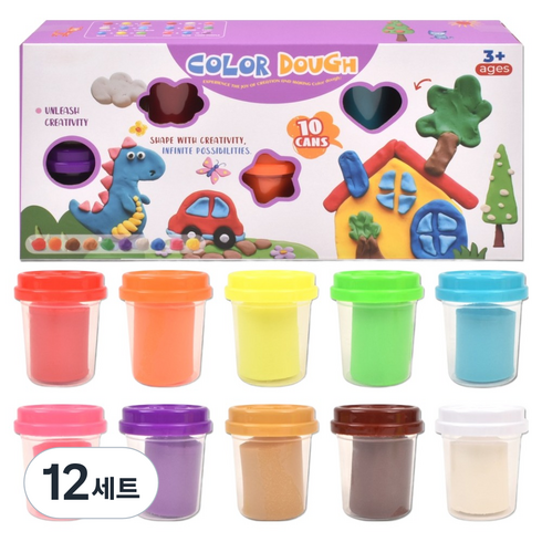 플레이 컬러 도우 클레이 10종 + 보관통 세트 700g 6898, 혼합색상, 12세트, 50g