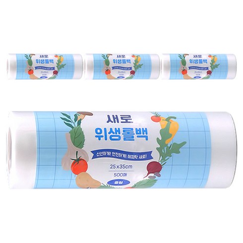 해피락 새로 위생롤백 25cm x 35cm, 중(M), 500개입, 4개