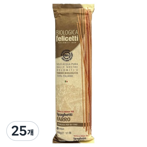 펠리체티 유기농 파로 스파게티, 500g, 25개