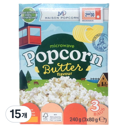 메종팝콘 메종 전자렌지용 버터맛 팝콘, 15개, 240g