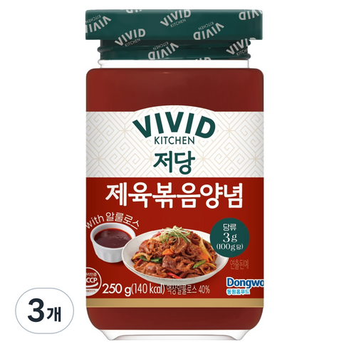 비비드키친 저당 제육볶음 양념, 250g, 3개