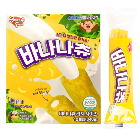 슈퍼보우 강아지 바나나츄 라지 덴탈껌, 바나나, 340g, 1개