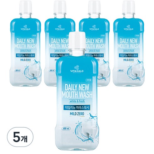 비타할로 데일리뉴 마우스워시 마일드 제로, 800ml, 5개
