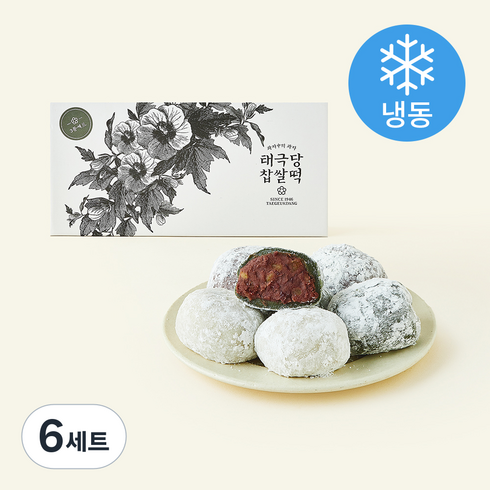 태극당 흰찹쌀떡 320g + 흑미찹쌀떡 240g + 쑥찹쌀떡 240g 세트 + 쇼핑백 (냉동), 6세트, 320g+240g, 6개입
