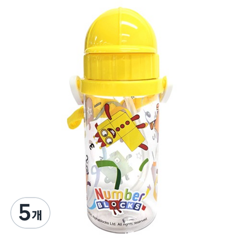 르번 넘버블록스 스트랩 에코젠 빨대 보틀, 혼합색상, 350ml, 5개