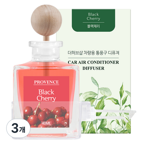 더허브샵 차량용 에어컨 디퓨저 40ml, 블랙체리, 3개