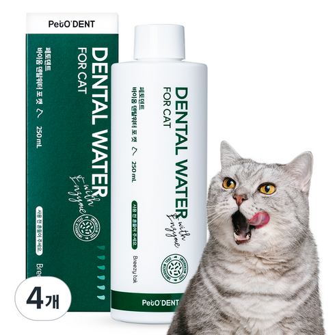 페토덴트 바이옴 덴탈워터 포 캣 구강청결제, 250ml, 4개